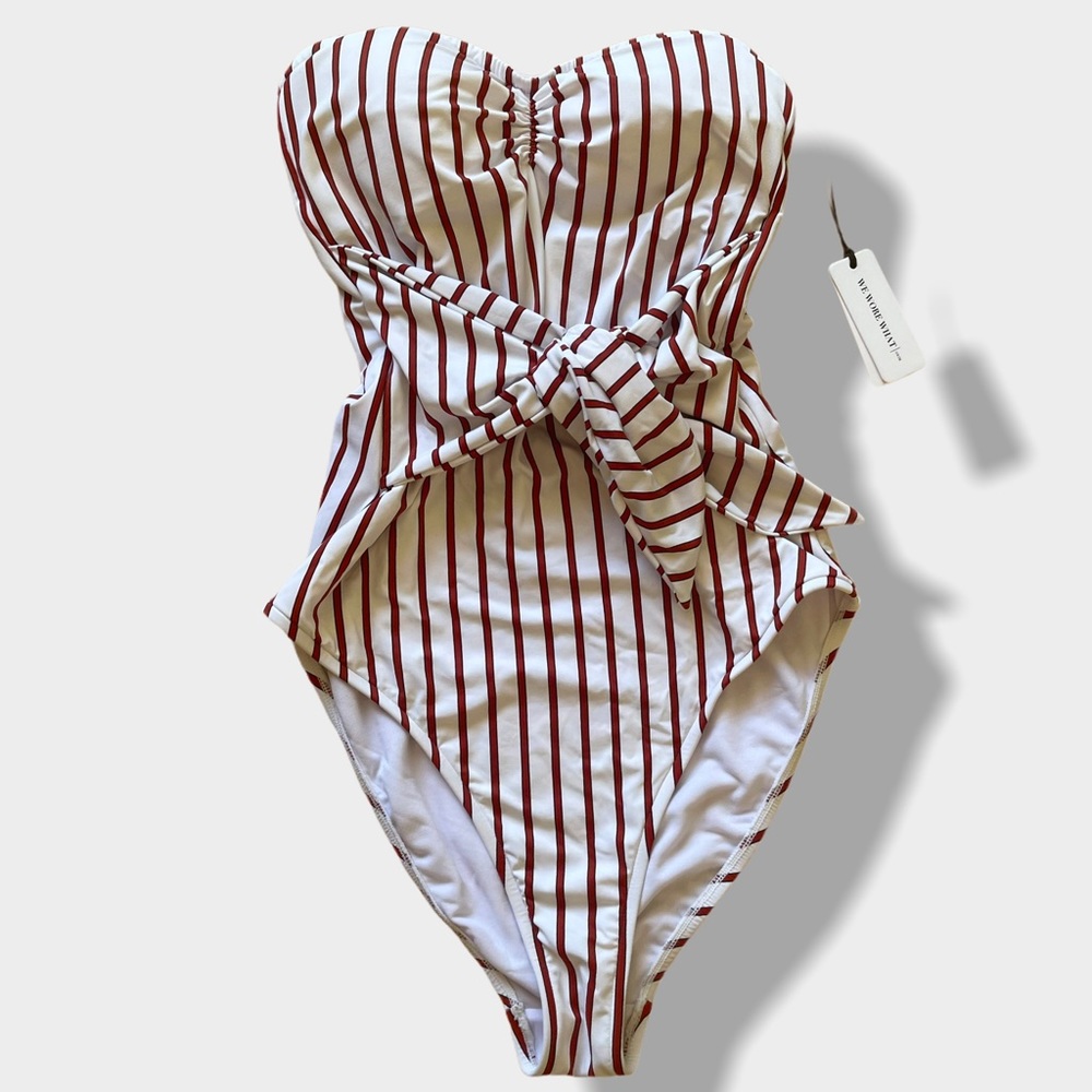 NWT WEWOREWHAT Capri One Piece Striped Swimsuit